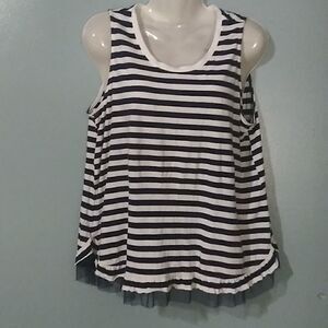 Lord and taylor stripe tank with tule ruffle